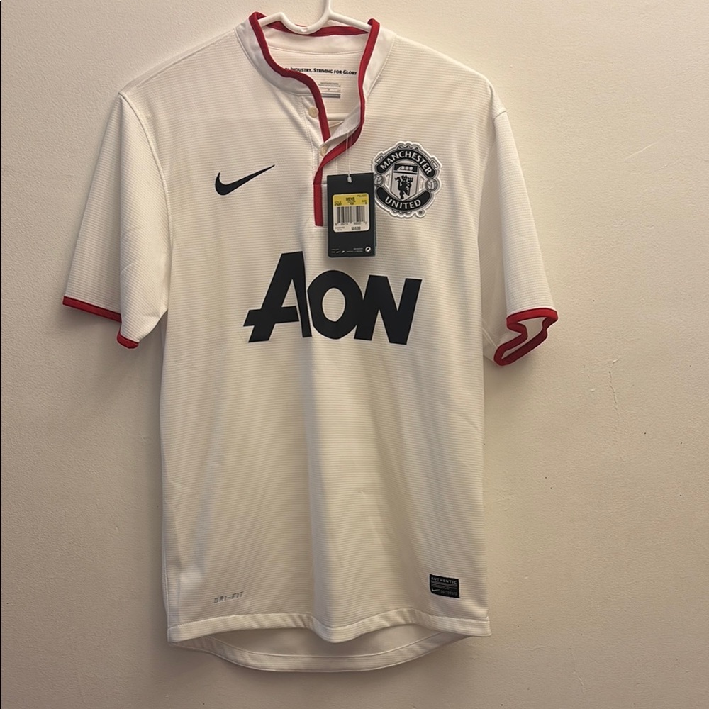 Nike White and Red Manchester United Jersey